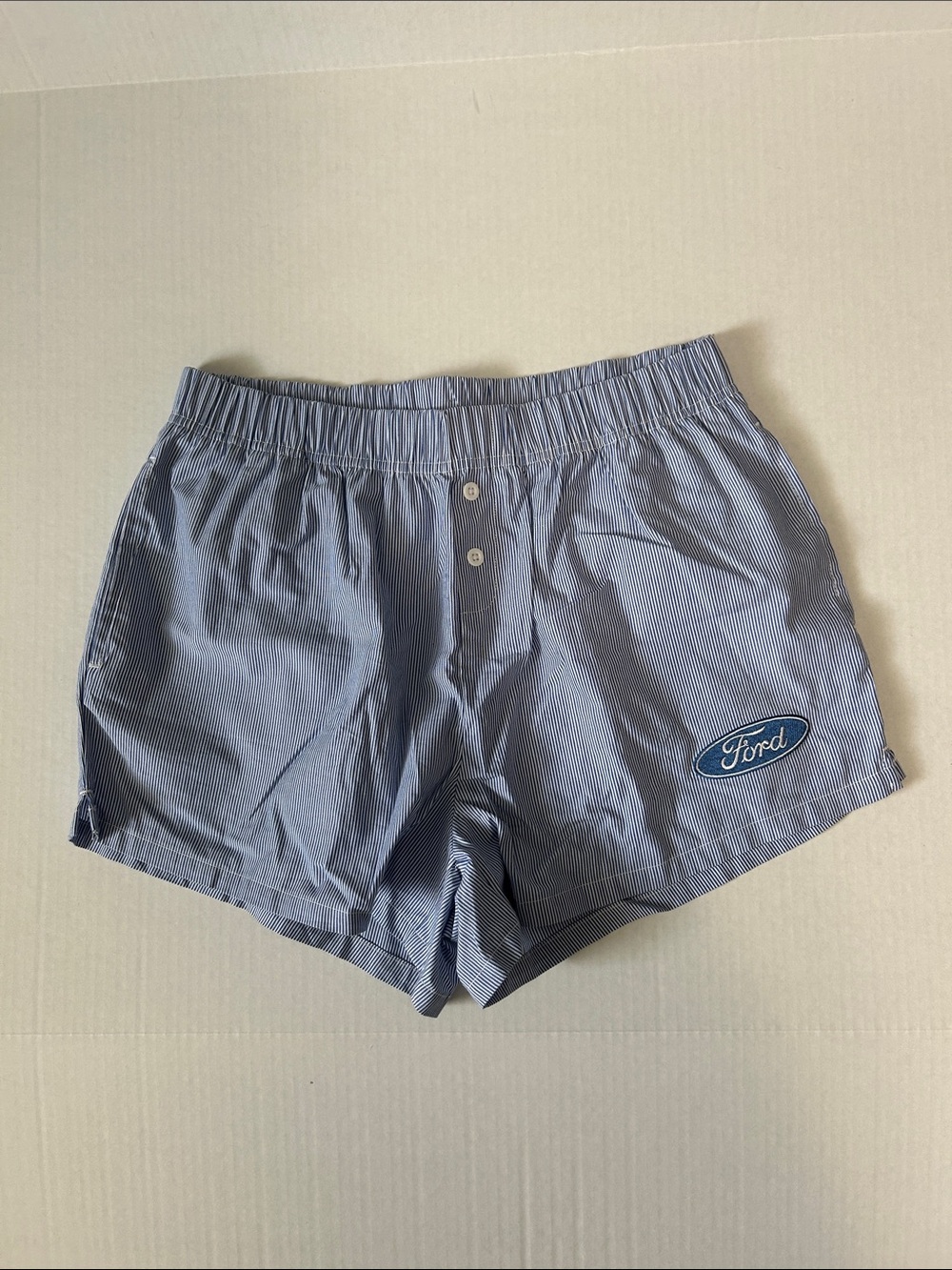 Ford Women's Blue Pinstripe Casual Lounge Shorts